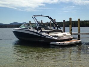 Boat with a custom Samson Sports wakeboard tower